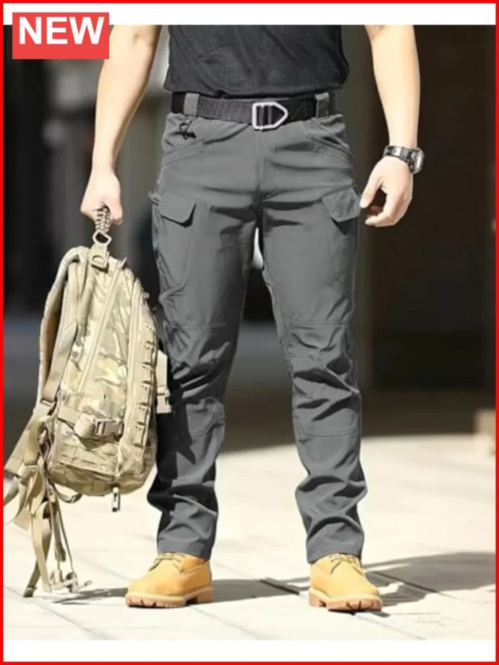 Men's Cargo Tactical Pants Work Hiking Trousers Waterproof Lightweight Elastic